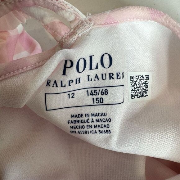 $65 Polo RALPH LAUREN Girls 12 PINK Plaid One Piece SWIMSUIT Ruffle Straps NWOT - Picture 5 of 5